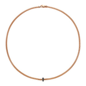 Roségold, Halsschmuck, FOPE Prima Halskette mit schwarzen Diamanten 74508CX_BN_R_X1X_043
