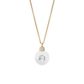 Rotgold, Halsschmuck, Schmuckwerk Anhänger Glasklar mit Halskette DH586-RG-GW