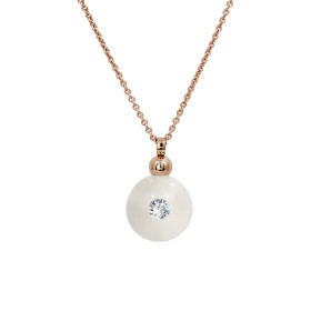 Rotgold, Halsschmuck, Schmuckwerk Anhänger Glasklar mit Halskette DH557-RG-GW