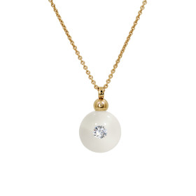 Gelbgold, Halsschmuck, Schmuckwerk Anhänger Glasklar mit Halskette DH557-GG-GW