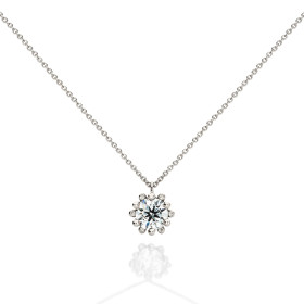 Weißgold, Halsschmuck, Schmuckwerk Alpen Anhänger mit Halskette FH134-WG