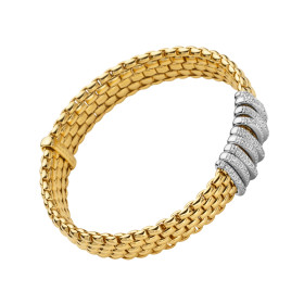 Gelbgold, Armschmuck, FOPE Eka Flex'it Armband mit Diamantpavé, Ref: 58804BX_PB_G_XBX_00M
