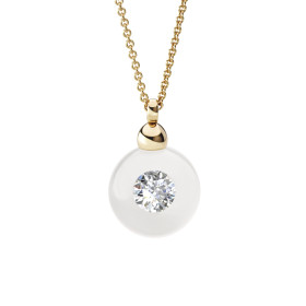 Rotgold, Halsschmuck, Schmuckwerk Anhänger Glasklar mit Halskette DH5207-RG-GW