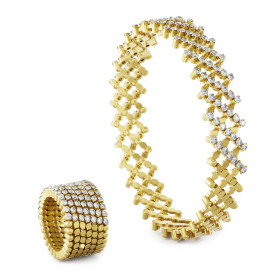 Gelbgold, Ringe, Serafino Consoli Serafino Multi-Size Ring und Armreif, Ref: S.RB 7H2 YG WD