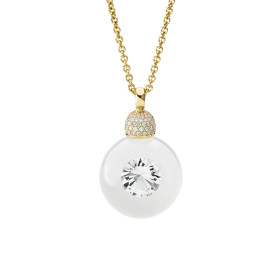 Gelbgold, Halsschmuck, Schmuckwerk Anhänger Glasklar mit Halskette DH5206-GG-GW