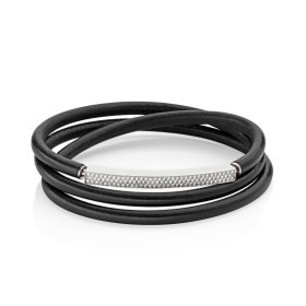 Weißgold, Armschmuck, Schmuckwerk Lederband Saturn SA415-WG-9