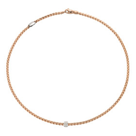 Weißgold, Halsschmuck, FOPE Eka Halskette mit Pavébesatz 73001CX_PB_R_XBX_043