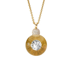 Gelbgold, Halsschmuck, Schmuckwerk Glasklar Anhänger mit Halskette DH5206-GG-GG