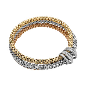 Gelbgold &amp;amp; Roségold &amp;amp; Weißgold, Armschmuck, FOPE Solo Flex'it Armband, Ref: 65106BX_PB_4_XBX_00S