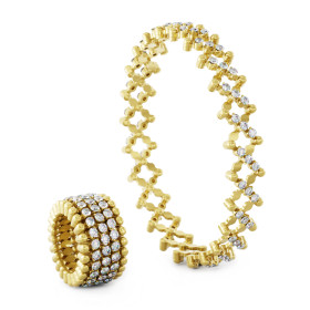 Gelbgold, Ringe, Serafino Consoli Serafino Multi-Size Ring und Armreif, Ref: S.RB 5M4 YG WD