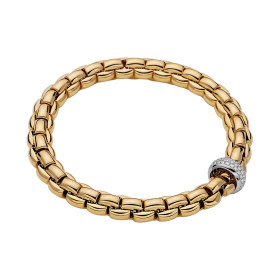 Gelbgold, Armschmuck, FOPE Eka Flex'it Armband mit Diamantpavé, Ref: 60711BX_PB_G_XBX_0XL