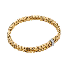 Gelbgold, Armschmuck, FOPE Eka Flex'it Armband mit weissem Brillanten, Ref: 75501BX_BB_G_XBX_00L