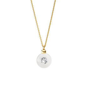 Gelbgold, Halsschmuck, Schmuckwerk Anhänger Glasklar mit Halskette DH567-GG-GW