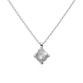 Weißgold, Halsschmuck, Schmuckwerk Anhänger Glasklar mit Halskette CH177-WG