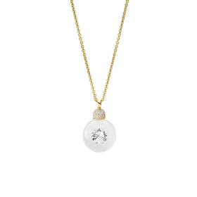 Gelbgold, Halsschmuck, Schmuckwerk Anhänger Glasklar mit Halskette DH586-GG-GW