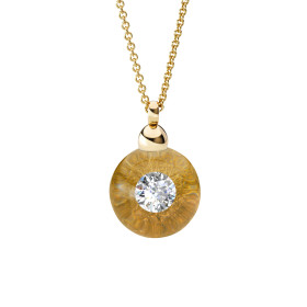 Gelbgold, Halsschmuck, Schmuckwerk Glasklar Anhänger mit Halskette DH5207-GG-GG