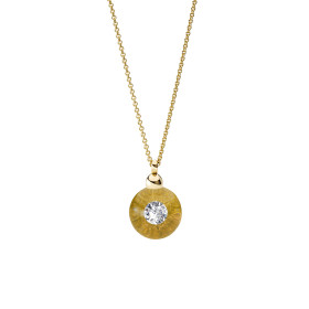 Gelbgold, Halsschmuck, Schmuckwerk Glasklar Anhänger mit Halskette DH587-GG-GG