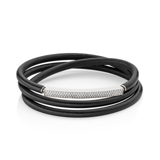 Weißgold, Armschmuck, Schmuckwerk Saturn Lederband, Ref: SA415-WG-9