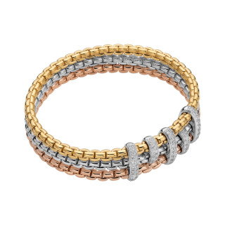 Gelbgold &amp;amp; Roségold &amp;amp; Weißgold, Armschmuck, FOPE Eka Flex'it Armband mit Diamantpavé, Ref: 75601BX_PB_4_XBX_00M