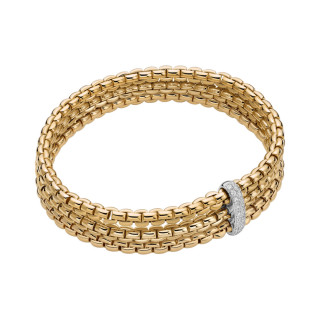 Gelbgold, Armschmuck, FOPE Eka Flex'it Armband mit Diamantpavé, Ref: 75601BX_BB_G_XBX_0XL