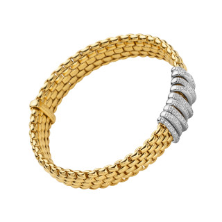 Gelbgold, Armschmuck, FOPE Eka Flex'it Armband mit Diamantpavé, Ref: 58804BX_PB_G_XBX_00L