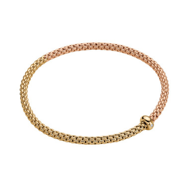Armschmuck, Gelbgold & Roségold, FOPE Eka Flex'it Armband mit zweifarbigem Geflecht