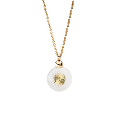 Halsschmuck, Rotgold, Schmuckwerk Anhänger Glasklar mit Halskette