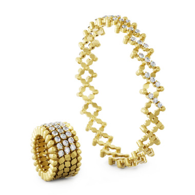         Gelbgold, Ringe, Serafino Consoli Serafino Multi-Size Ring und Armreif