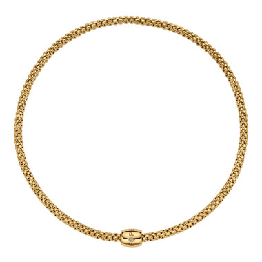 Halsschmuck, Gelbgold, FOPE Solo Flex'it Halskette mit dekorativem Verschluss