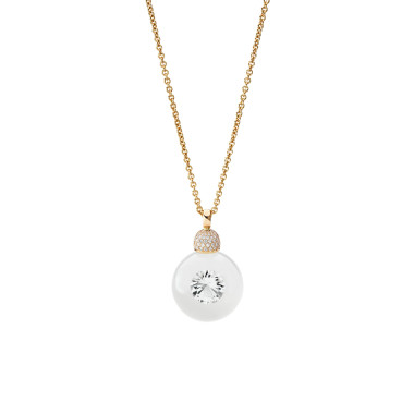 Halsschmuck, Rotgold, Schmuckwerk Anhänger Glasklar mit Halskette