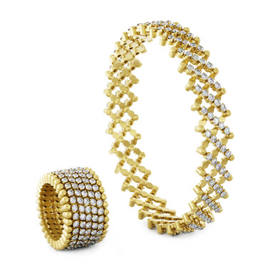         Gelbgold, Ringe, Serafino Consoli Serafino Multi-Size Ring und Armreif