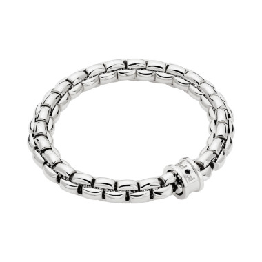 Armschmuck, Weißgold, FOPE Eka Flex'it Armband mit schwarzen Brillanten