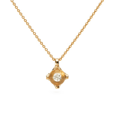 Halsschmuck, Rotgold, Schmuckwerk Anhänger Glasklar mit Halskette