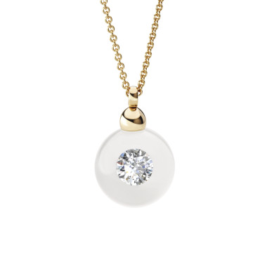 Halsschmuck, Rotgold, Schmuckwerk Anhänger Glasklar mit Halskette