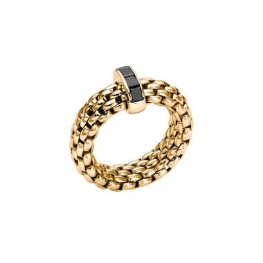 Ringe, Gelbgold, FOPE Vendôme Flex'it Ring mit schwarzen Diamanten