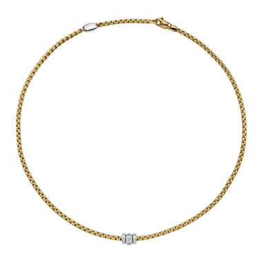 Halsschmuck, Weißgold, FOPE Eka Halskette mit Diamanten in Rautenfassung