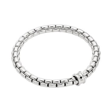 Armschmuck, Weißgold, FOPE Eka Flex'it Armband mit schwarzen Brillanten