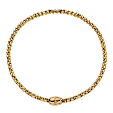 Halsschmuck, Gelbgold, FOPE Eka Flex'it Halskette mit dekorativem Verschluss