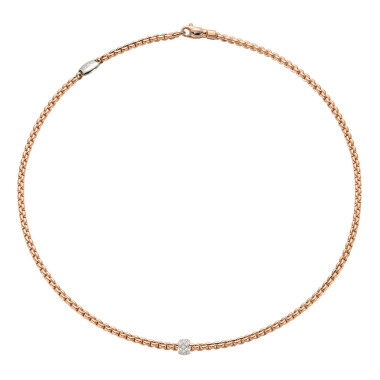 Halsschmuck, Weißgold, FOPE Eka Halskette mit Pavébesatz