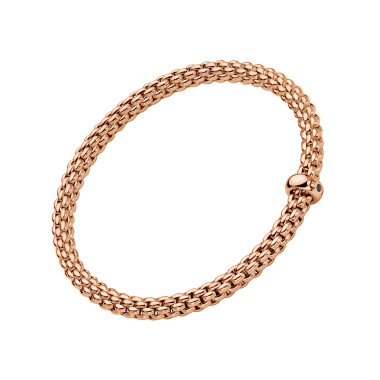Armschmuck, Roségold, FOPE Solo Flex'it Armband mit schwarzen Brillanten