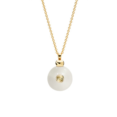 Halsschmuck, Gelbgold, Schmuckwerk Anhänger Glasklar mit Halskette