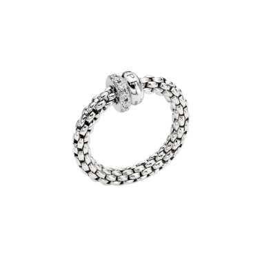 Ringe, Weißgold, FOPE Solo Flex'it Ring mit Pavébesatz