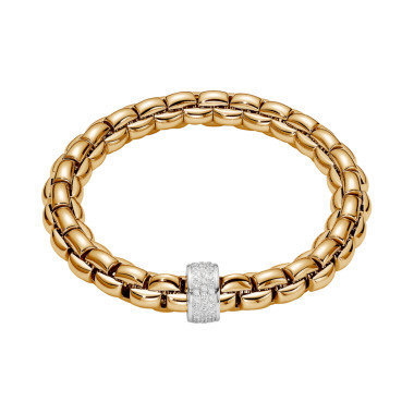         Gelbgold, Armschmuck, FOPE Eka Flex'it Armband mit Diamantpavé