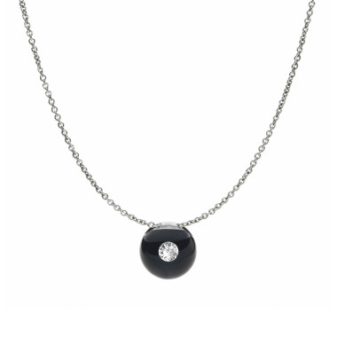 Halsschmuck, Weißgold, Schmuckwerk Halskette Glasklar