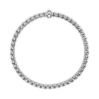 Armschmuck, Weißgold, FOPE Eka Flex'it Armband mit schwarzen Brillanten