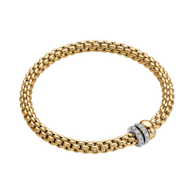         Gelbgold, Armschmuck, FOPE Eka Flex'it Armband mit Diamantpavé