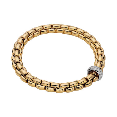         Gelbgold, Armschmuck, FOPE Eka Flex'it Armband mit Diamantpavé