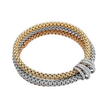         Gelbgold &amp; Roségold &amp; Weißgold, Armschmuck, FOPE Eka Flex'it Armband mit Diamantpavé