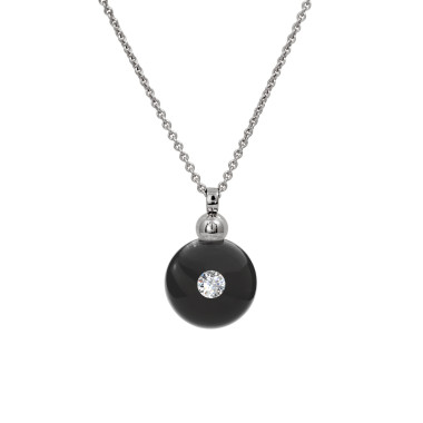 Halsschmuck, Weißgold, Schmuckwerk Anhänger Glasklar mit Halskette