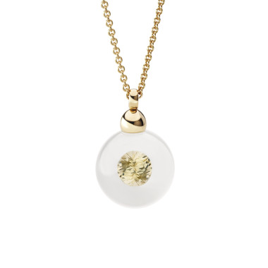 Halsschmuck, Rotgold, Schmuckwerk Anhänger Glasklar mit Halskette